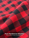 Red and Black Checked Khaddar Cotton Fabric