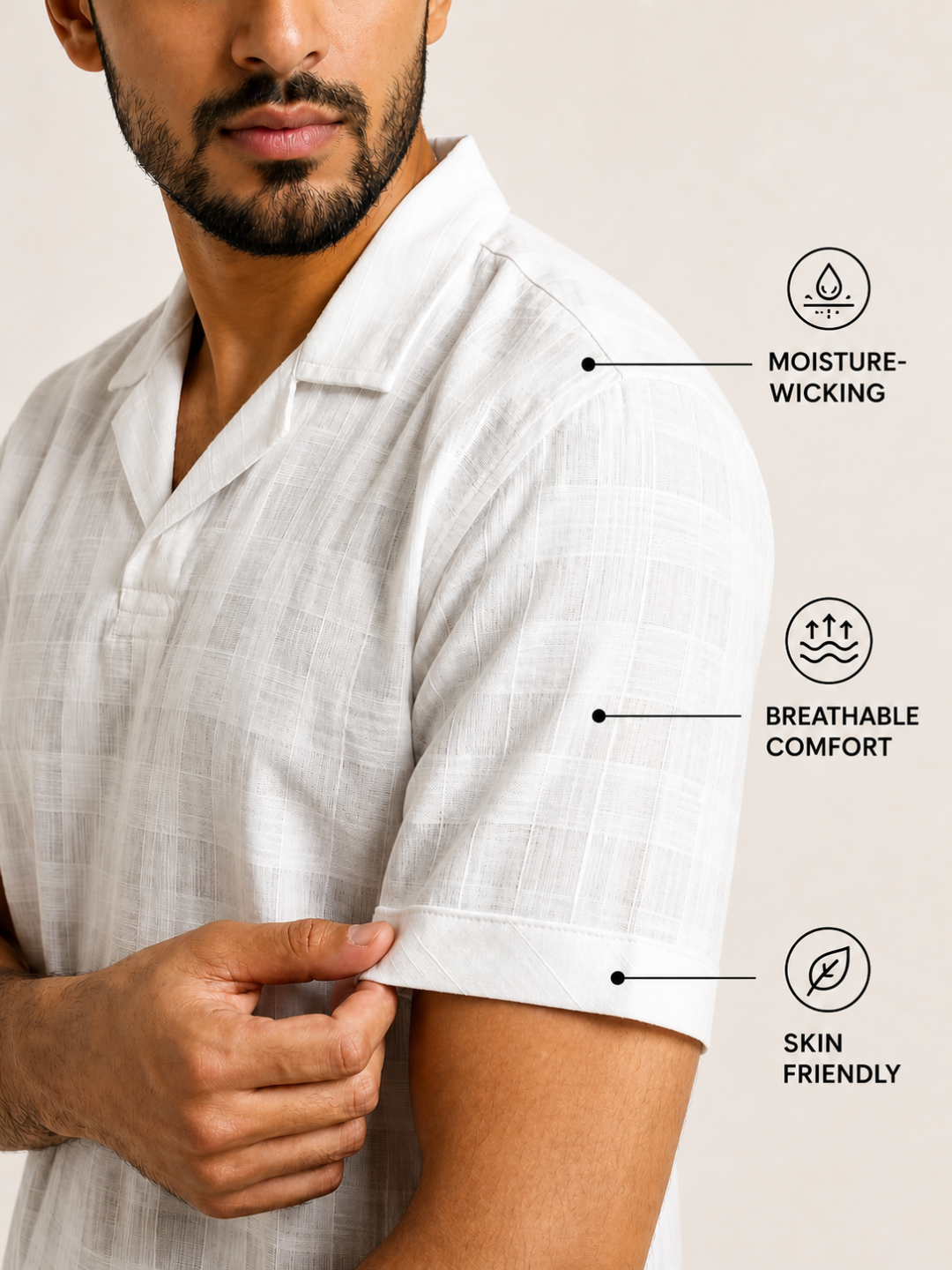 Khaddarvas Premium Woven Cuban Collar Polo Shirt