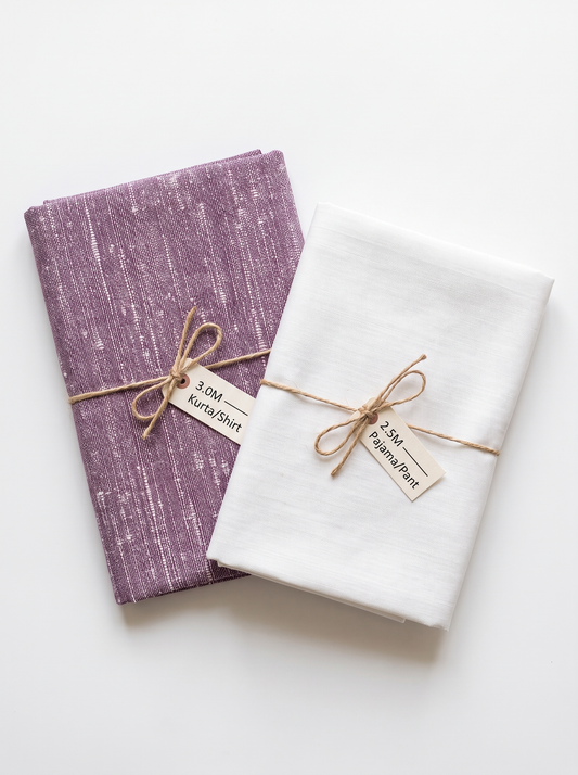 Classic Handwoven Khadi Fabric Combo Set- 5.5M
