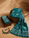 Sea Green Ripple Stripe Batik  | 3-Piece Unstitched Suit Set
