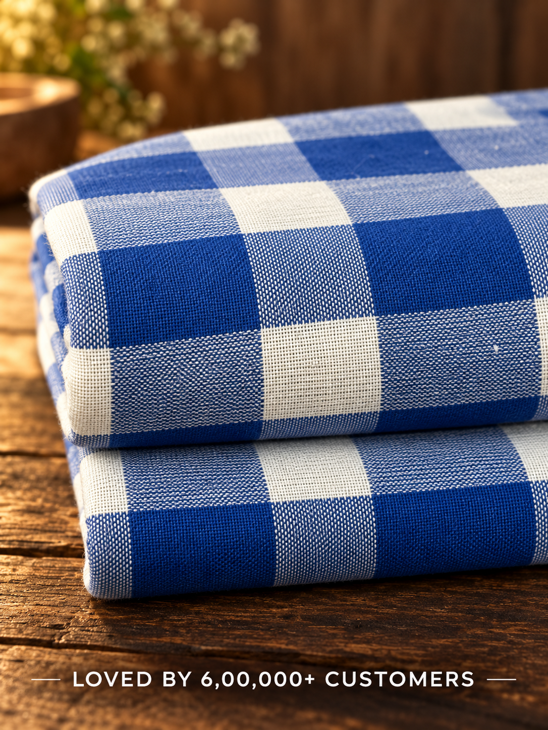 Authentic Blue Checked Khaddar Cotton Fabric