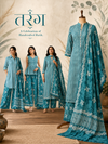 Sea Green Ripple Stripe Batik  | 3-Piece Unstitched Suit Set