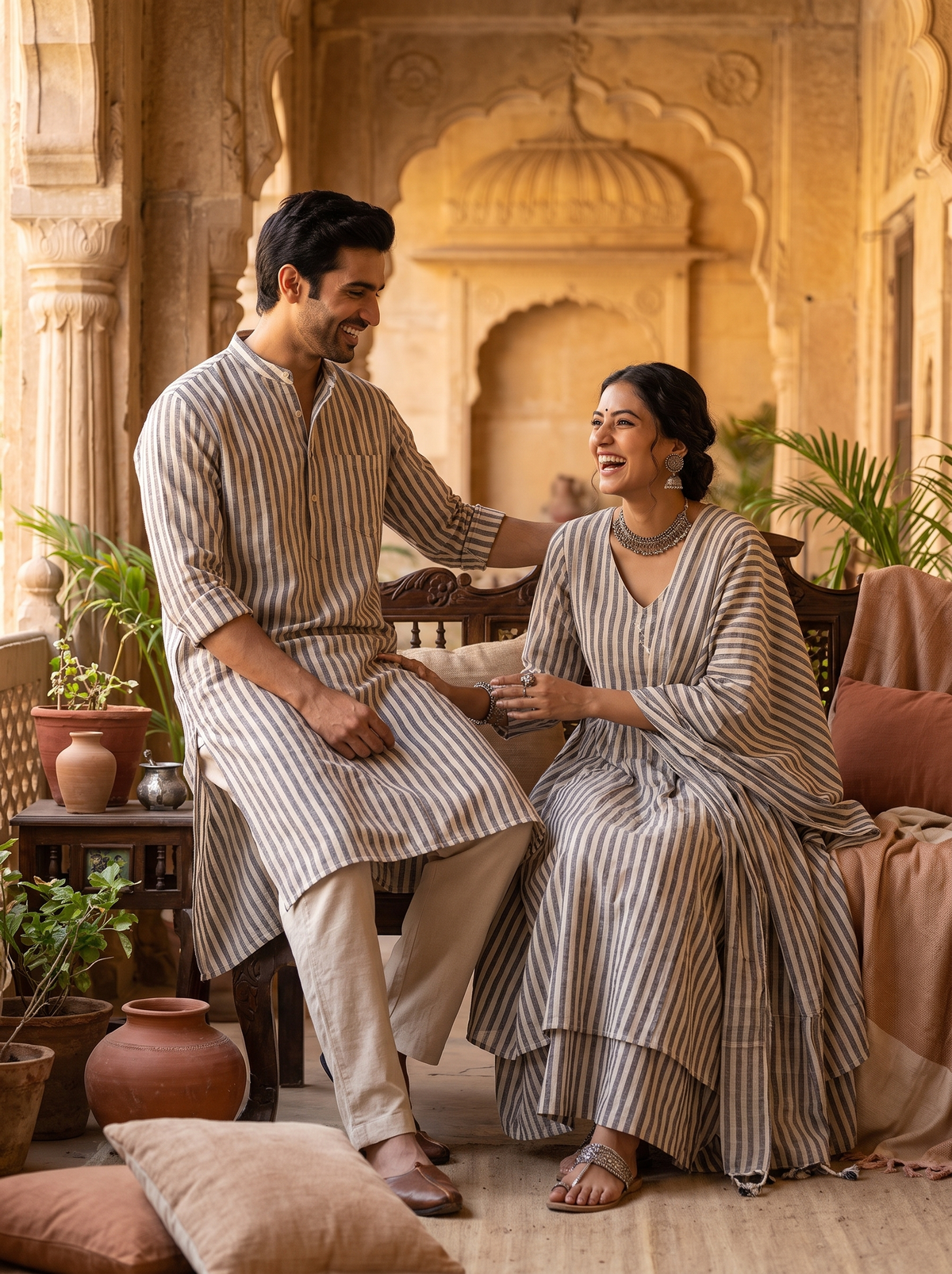 Fine Weave Khadi Stripe Cotton