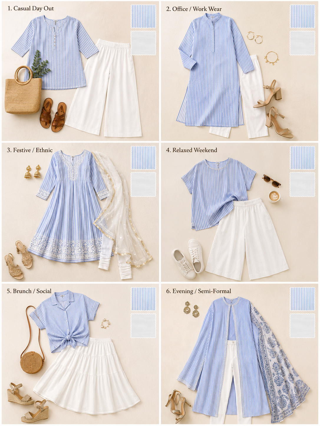 Designer Cotton Khadi Fabric Combo Set- 5.5M