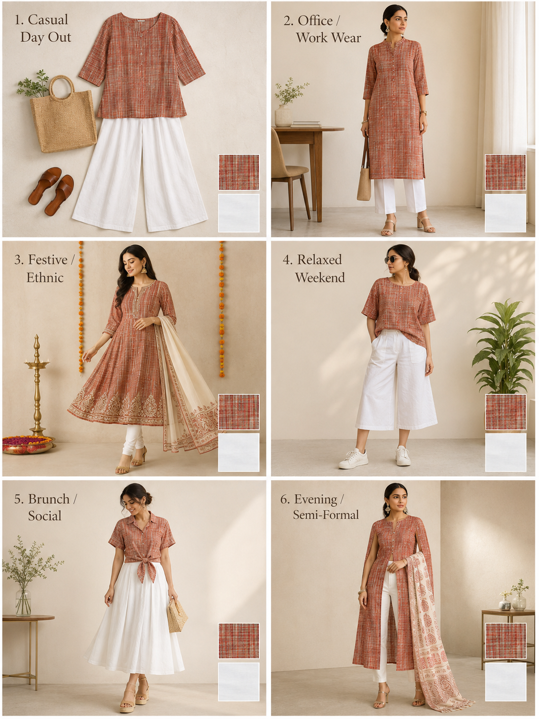 Designer Handwoven Khadi Fabric Combo Set- 5.5M