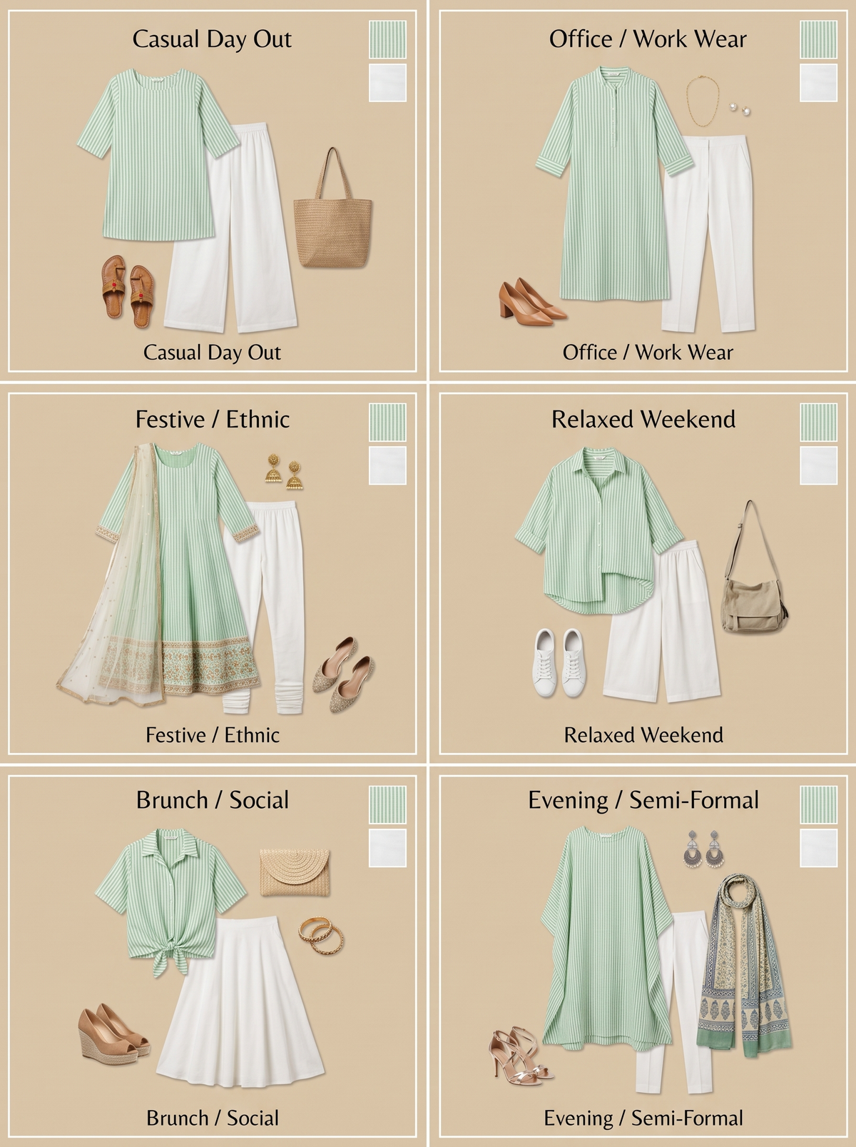 Natural Cotton Khadi Fabric Combo Set- 5.5M