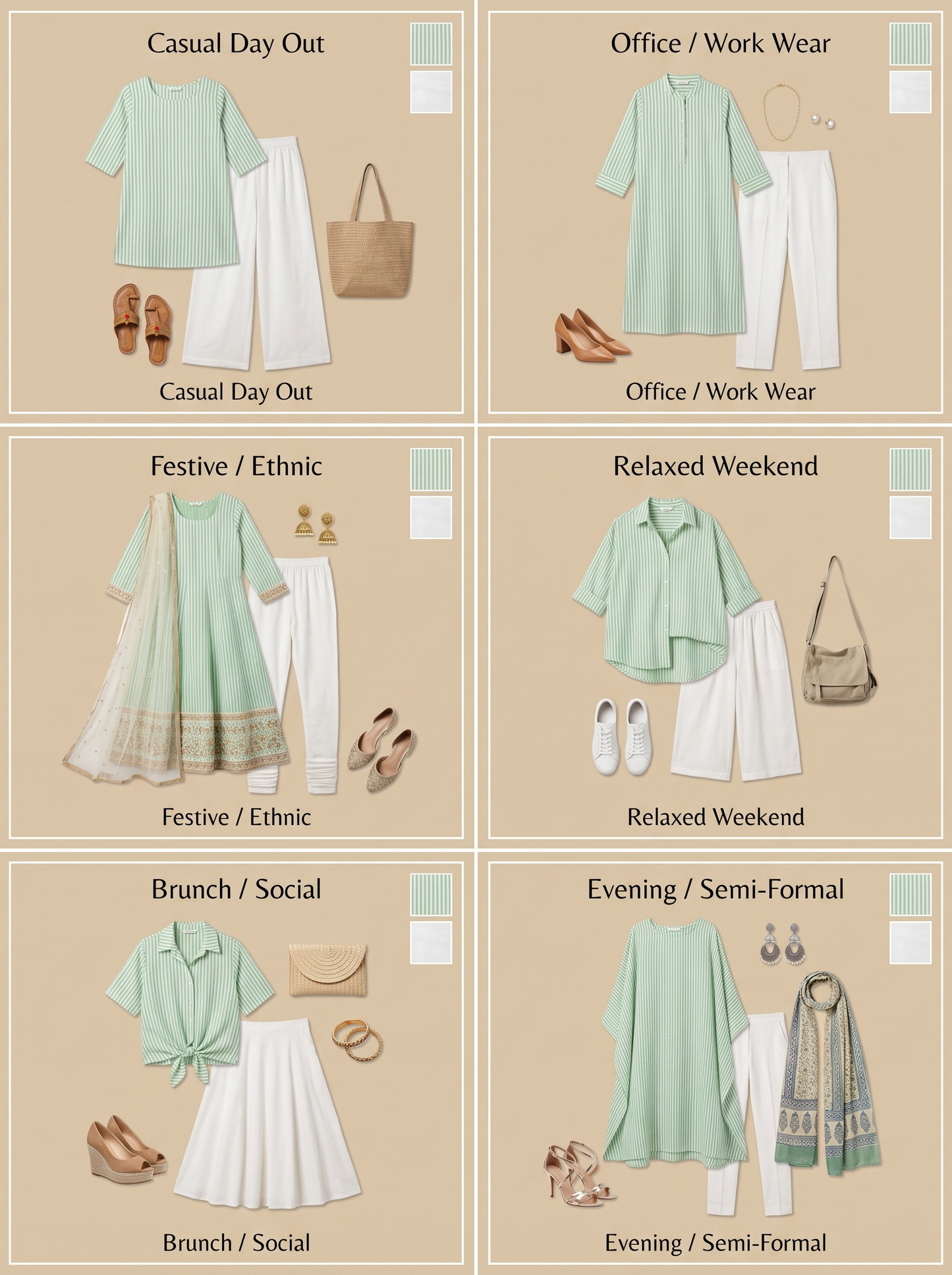 Natural Cotton Khadi Fabric Combo Set- 5.5M