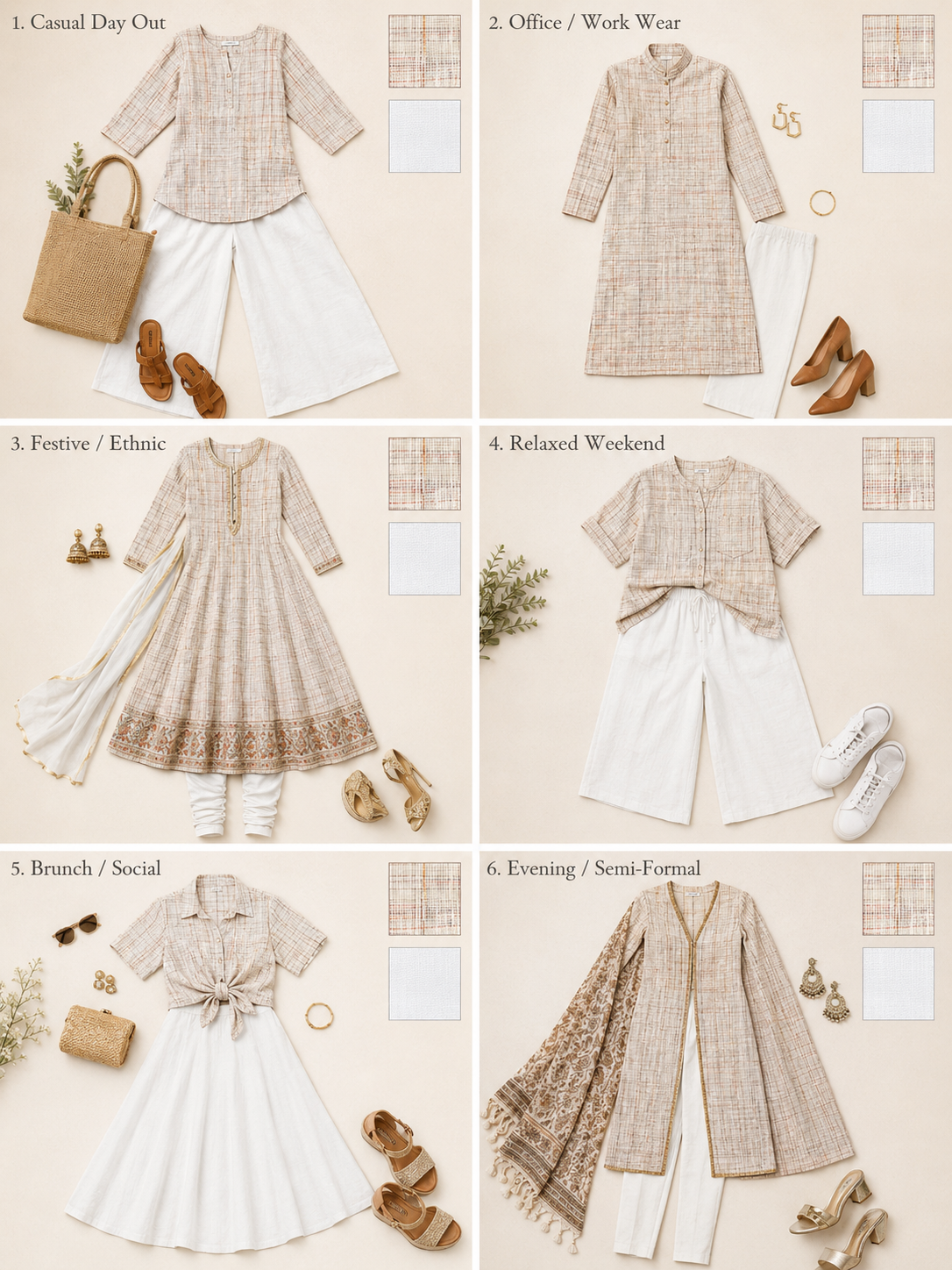 Pure Handwoven Khadi Fabric Combo Set- 5.5M