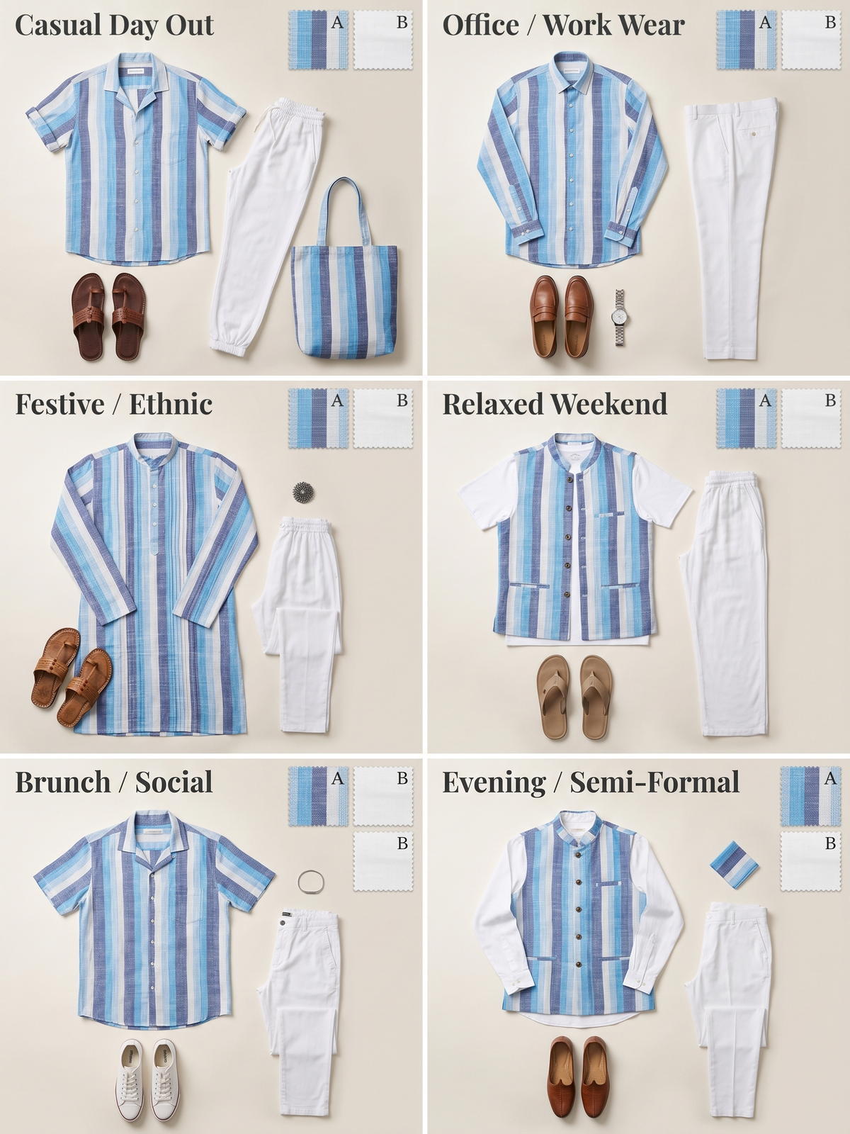 Breathable Cotton Khadi Combo - 4.8M