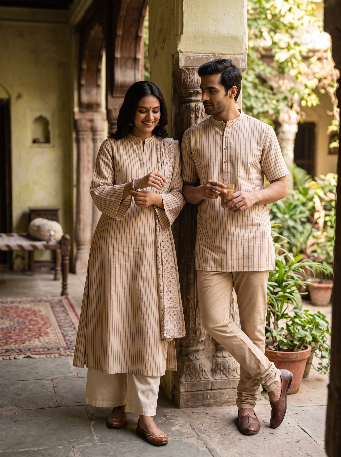 Soft Cotton Khadi Stripe Fabric
