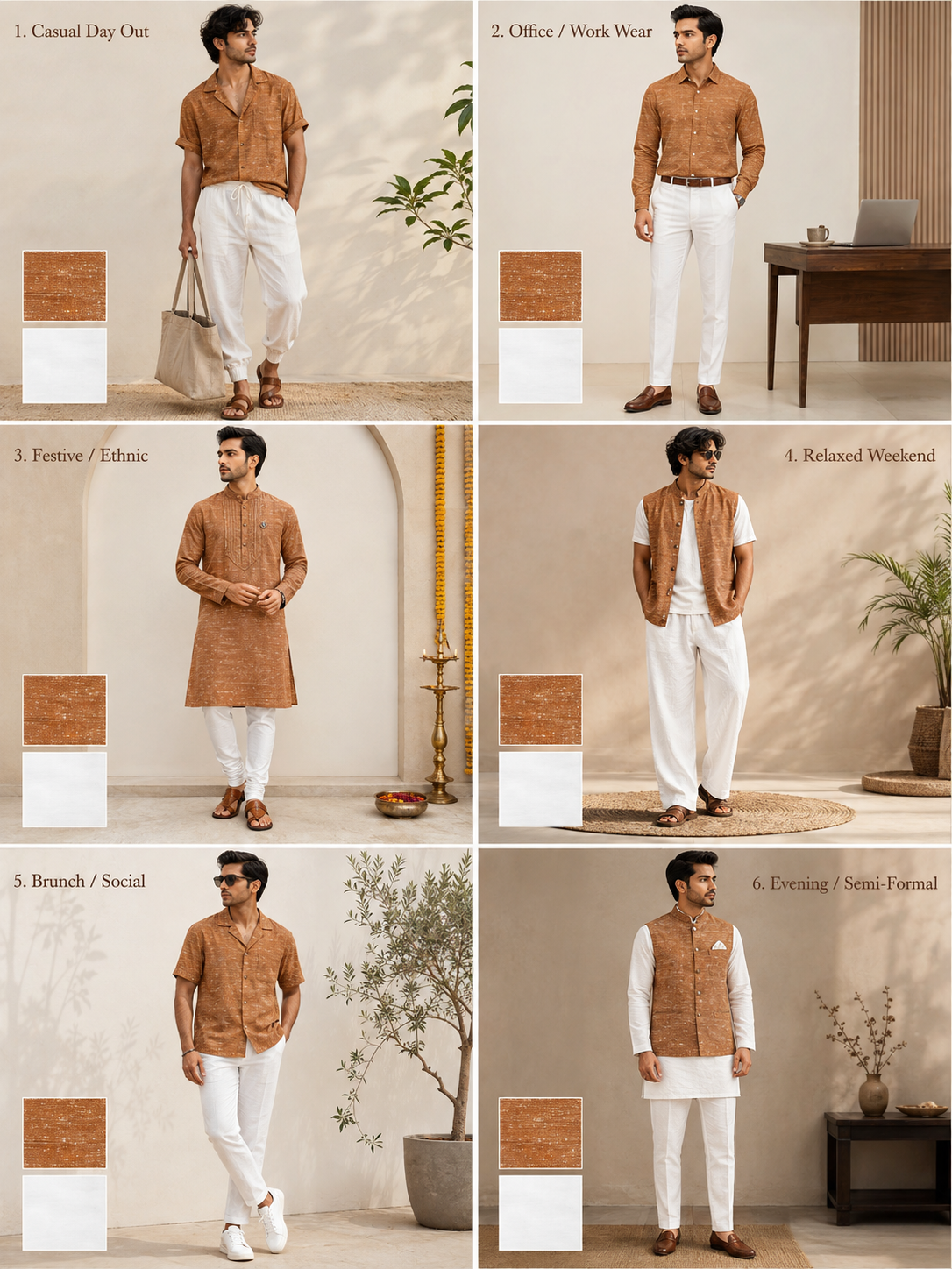 Authentic Khadi Cotton Fabric Combo Set- 5.5M