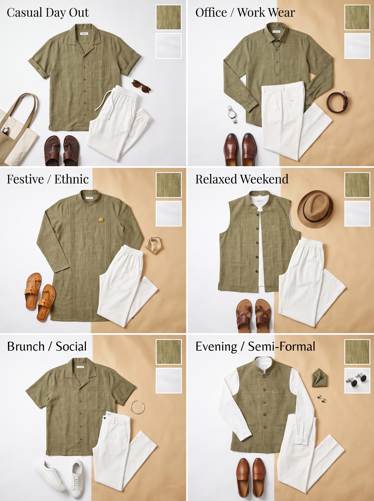 Natural Khadi Fabric Combo Set- 5.5M