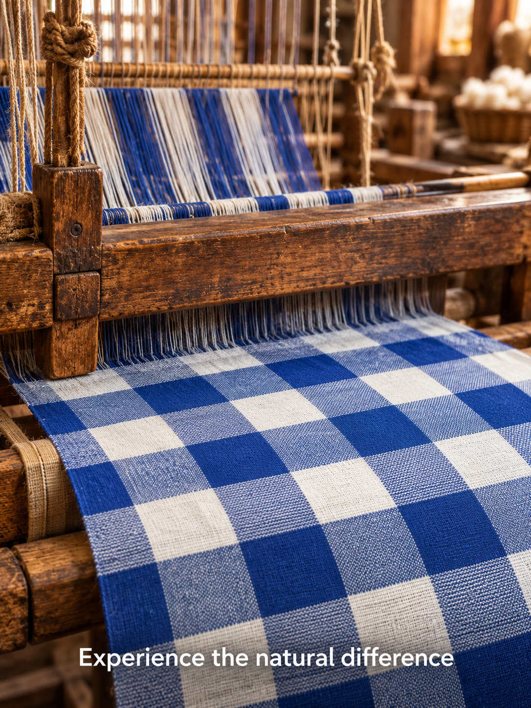 Authentic Blue Checked Khaddar Cotton Fabric