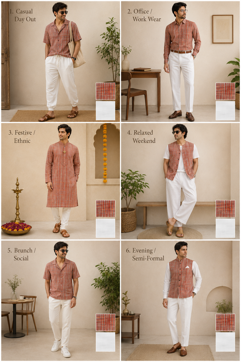 Designer Handwoven Khadi Fabric Combo Set- 5.5M