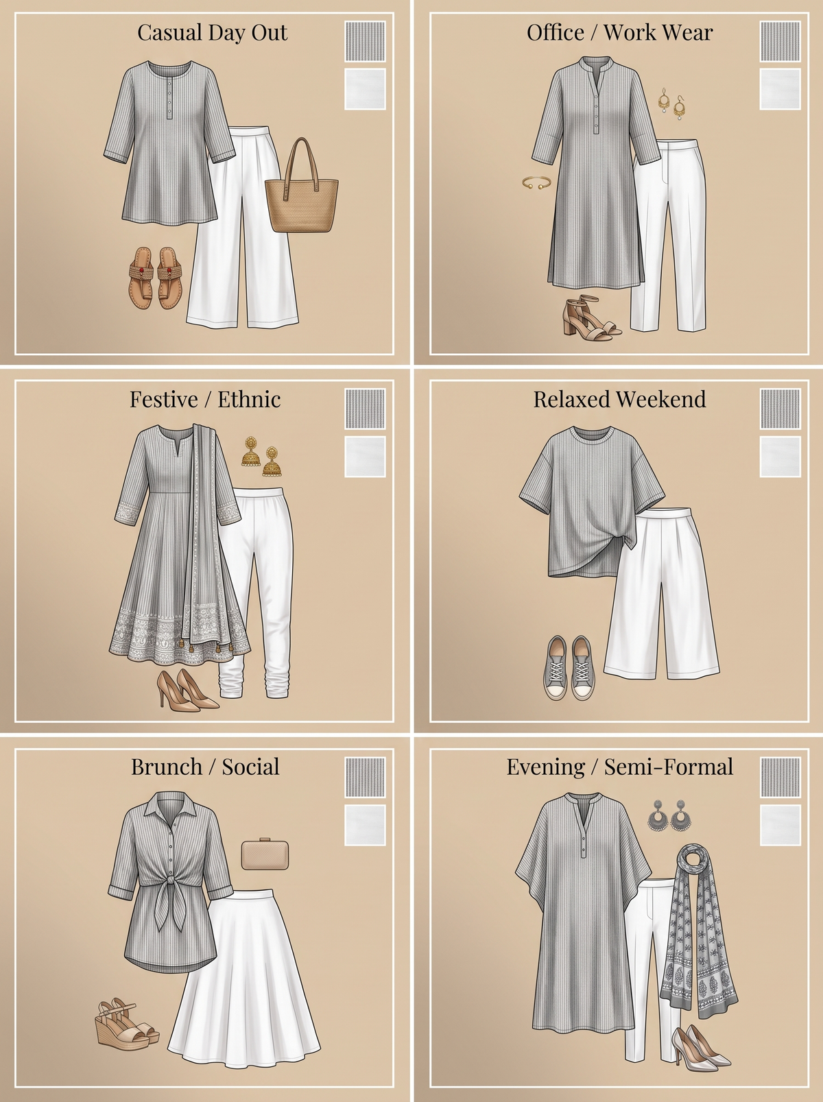 Elegant Cotton Khadi Fabric Combo Set- 5.5M