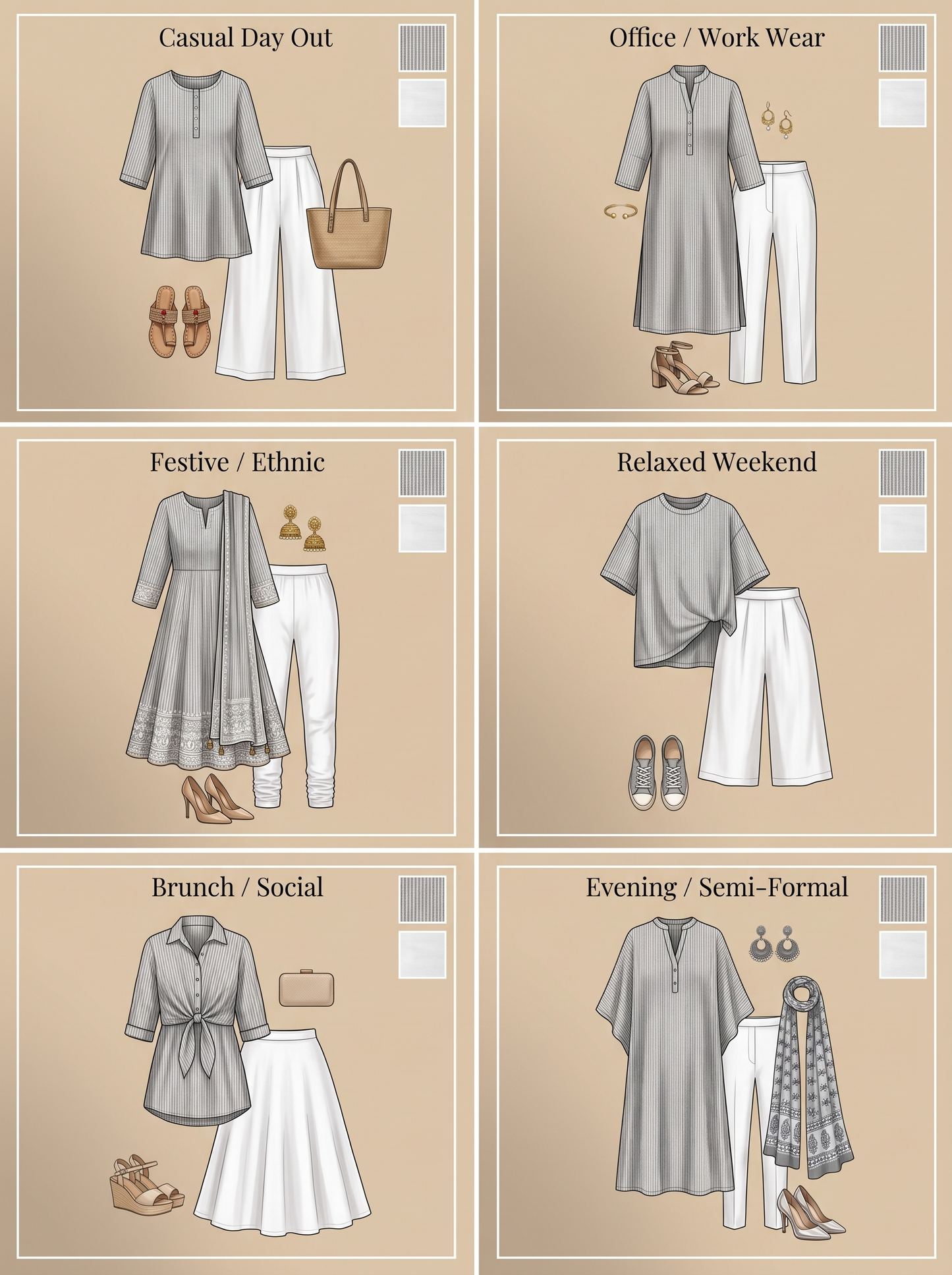 Elegant Cotton Khadi Fabric Combo Set- 5.5M