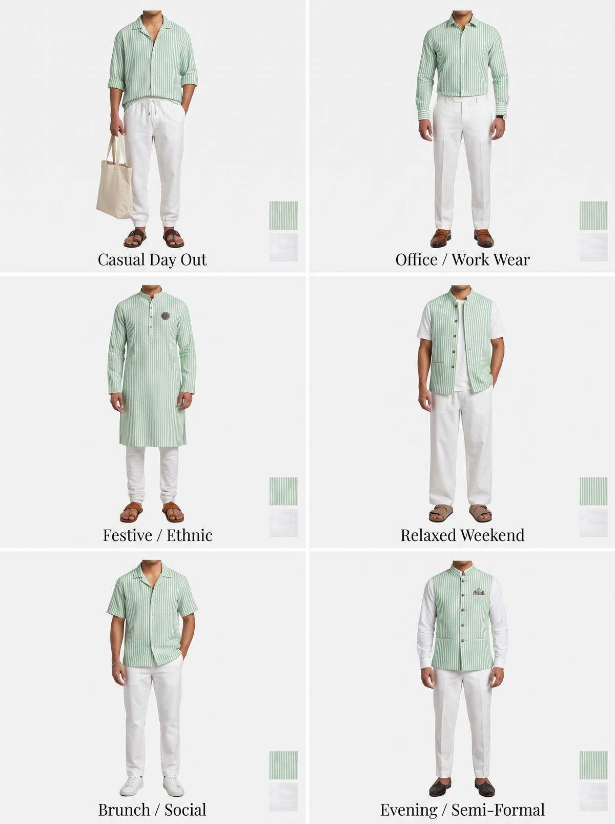 Natural Cotton Khadi Fabric Combo Set- 5.5M