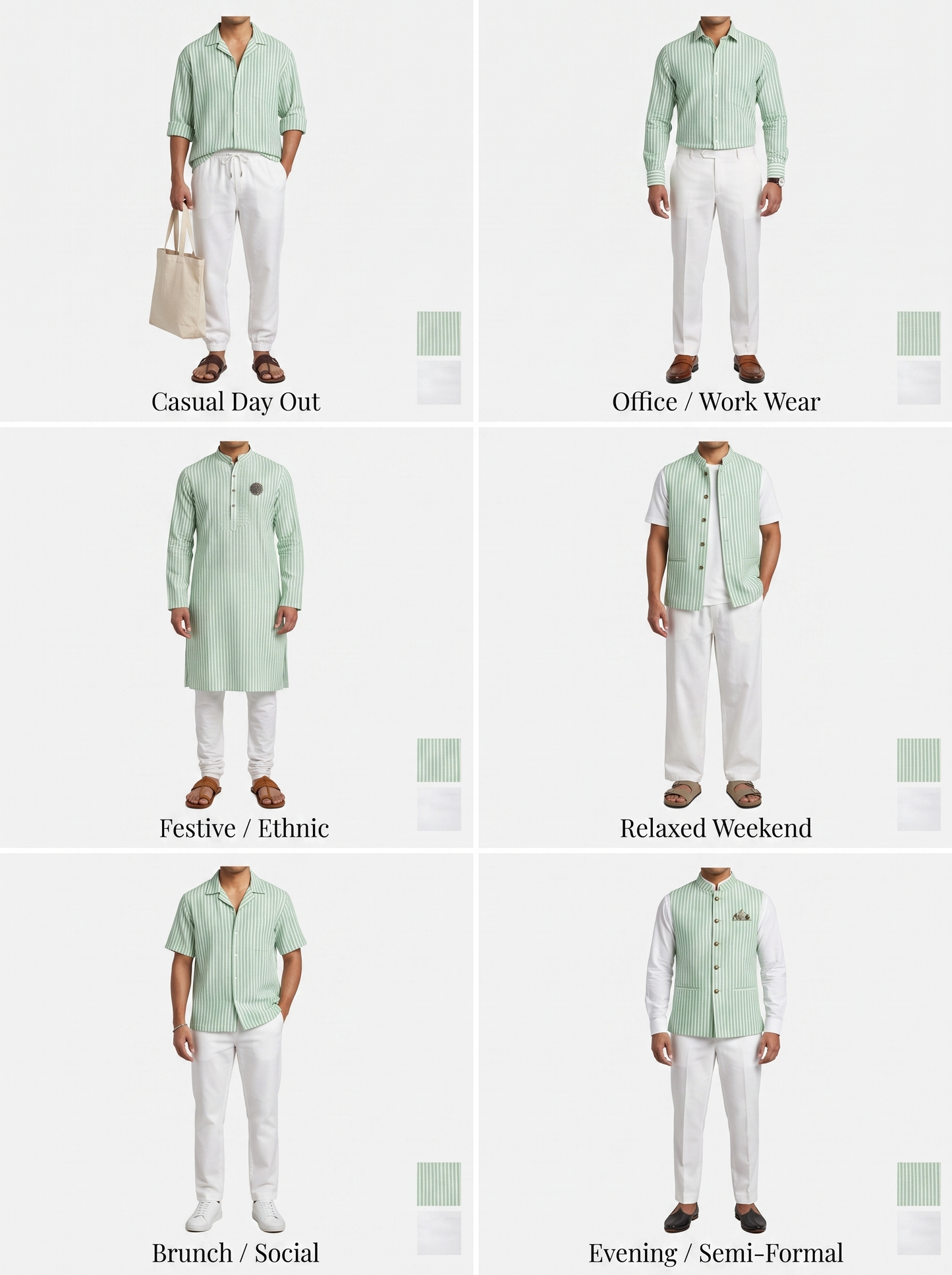 Natural Cotton Khadi Fabric Combo Set- 5.5M