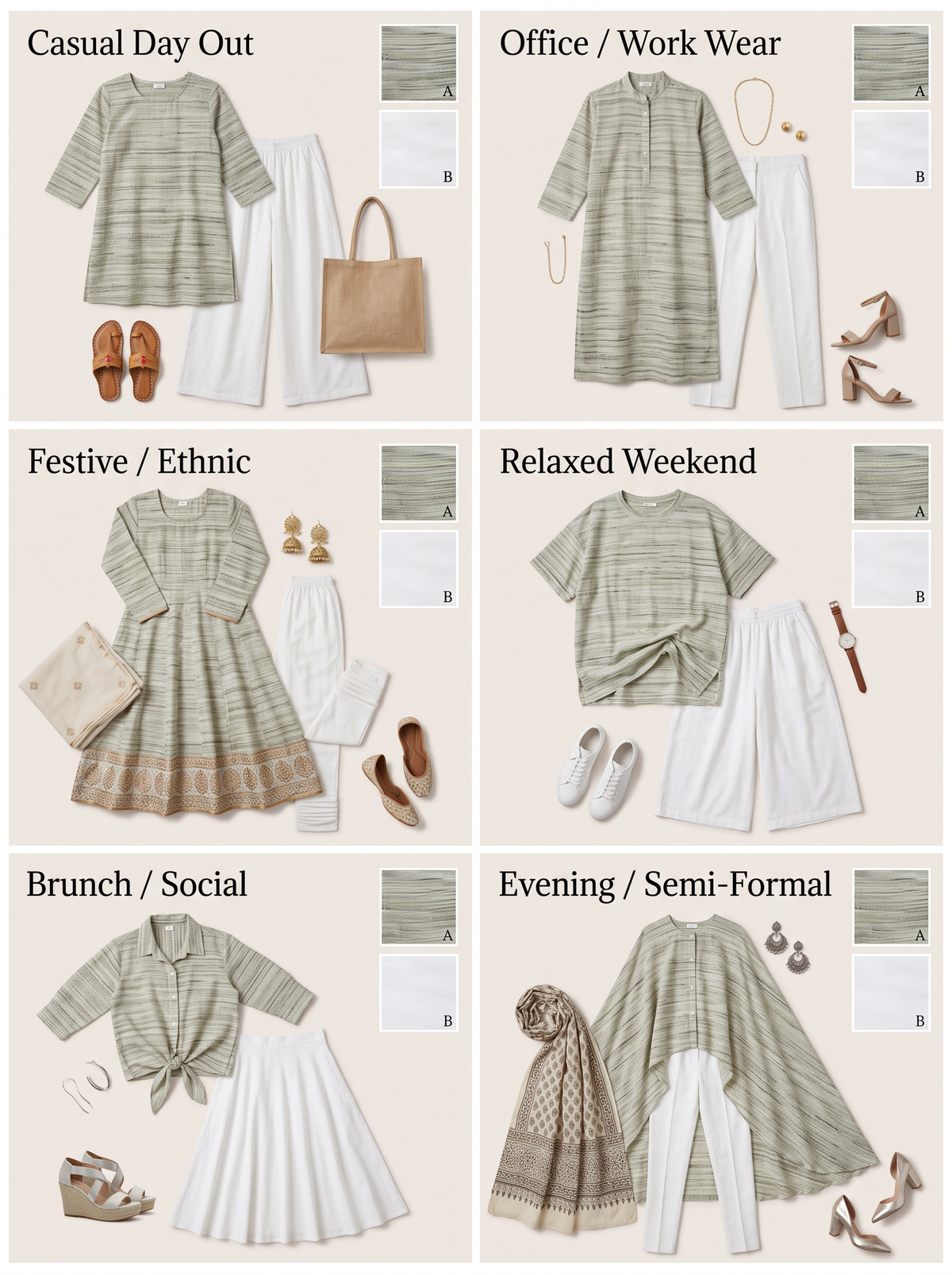 Complete Khadi Fabric Combo Set- 5.5M