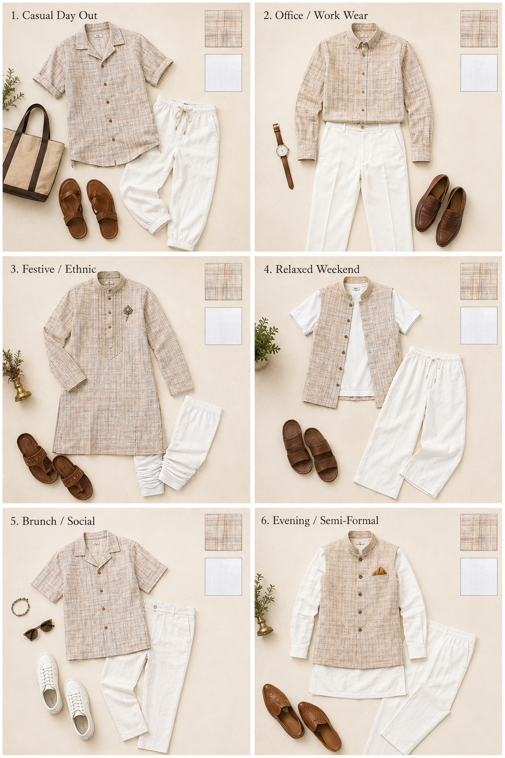 Pure Handwoven Khadi Fabric Combo Set- 5.5M