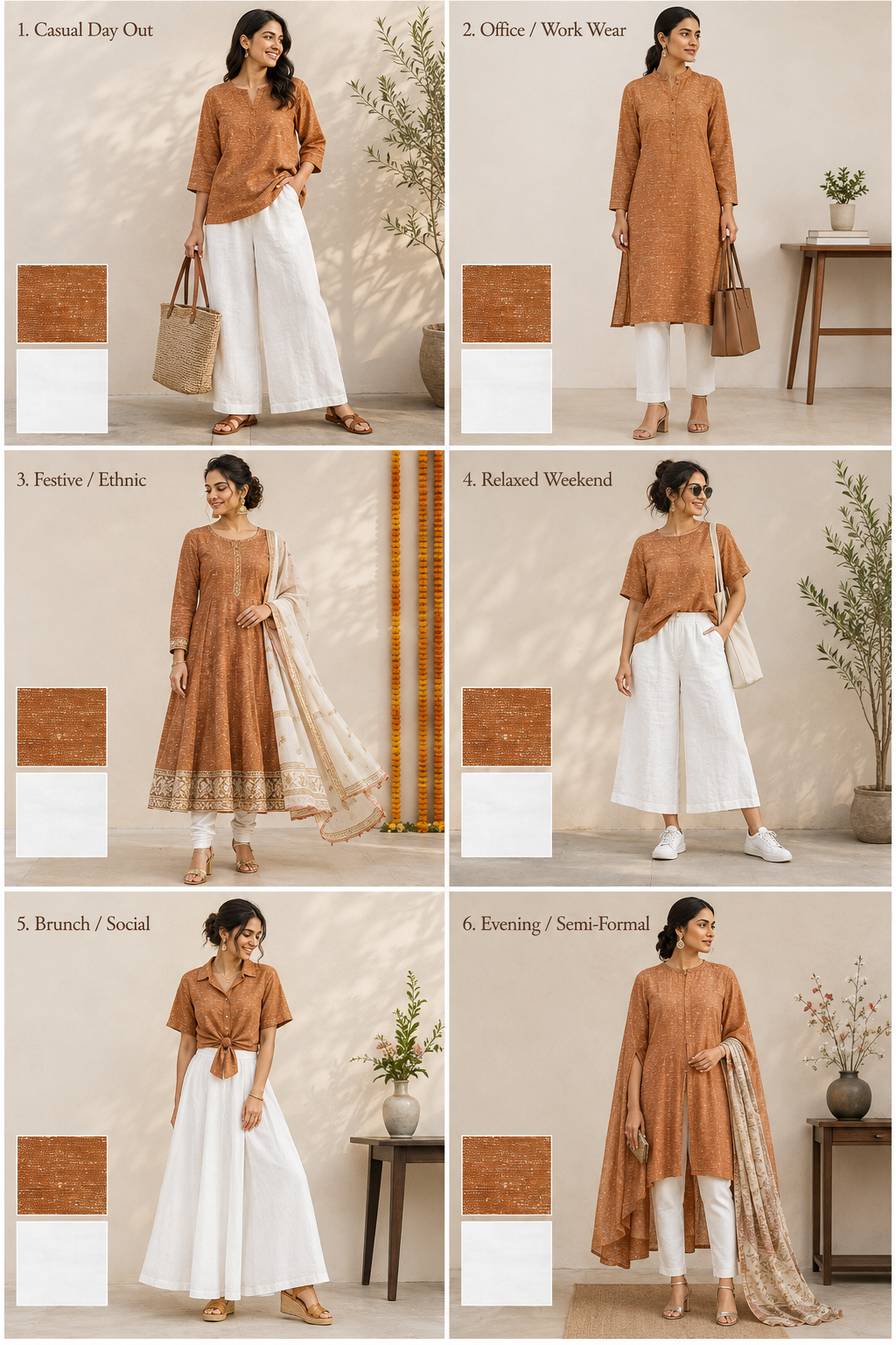 Authentic Khadi Cotton Fabric Combo Set- 5.5M