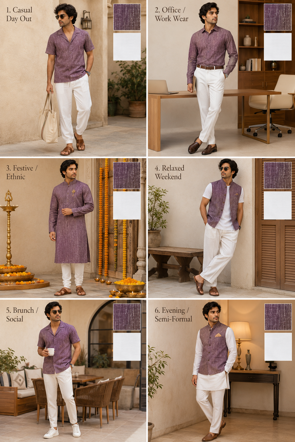 Classic Handwoven Khadi Fabric Combo Set- 5.5M