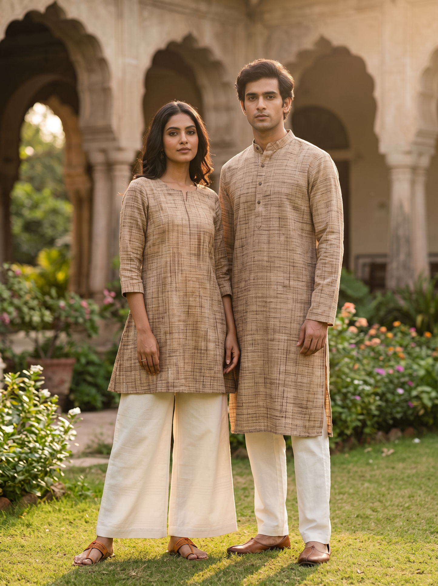 Elegant Handwoven Khadi Fabric Combo Set- 5.5M