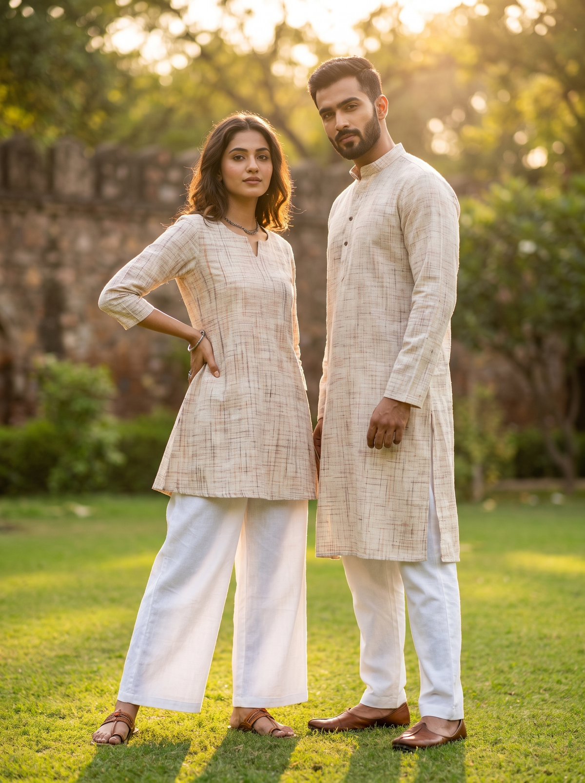 Pure Handwoven Khadi Fabric Combo Set- 5.5M