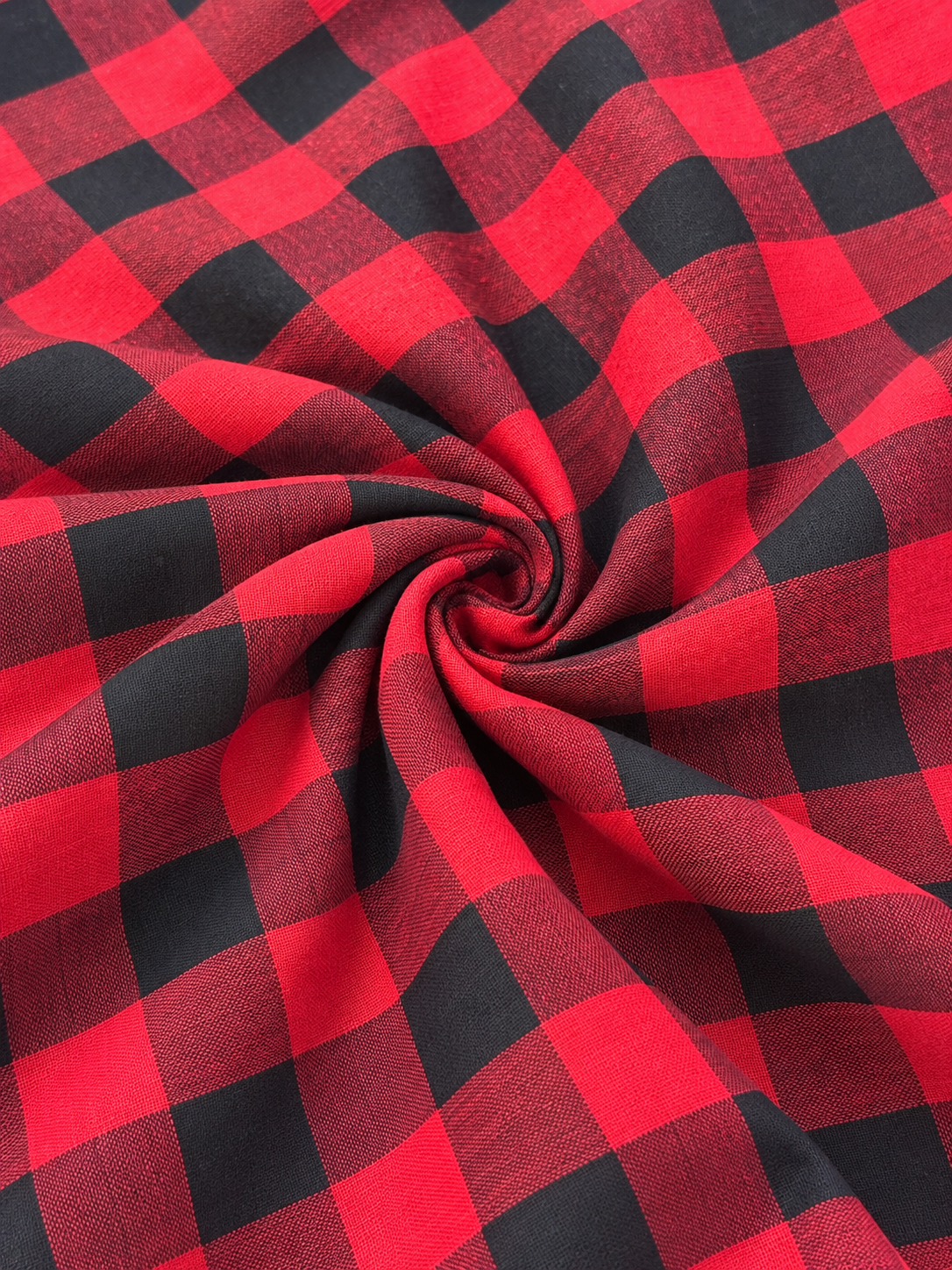 Red and Black Checked Khaddar Cotton Fabric