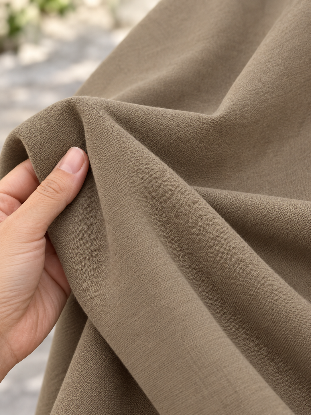 Plain Stone Beige Khaddar Cotton Fabric