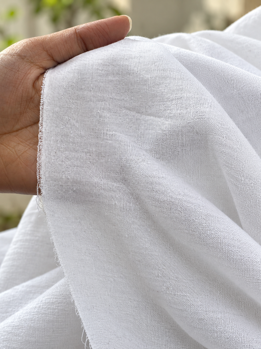 Pure White Khaddar Cotton Fabric
