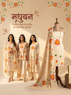 Khaddar Premium Hand Painted 3 Pcs Unstitched Suit Set - Beige Floral Vine