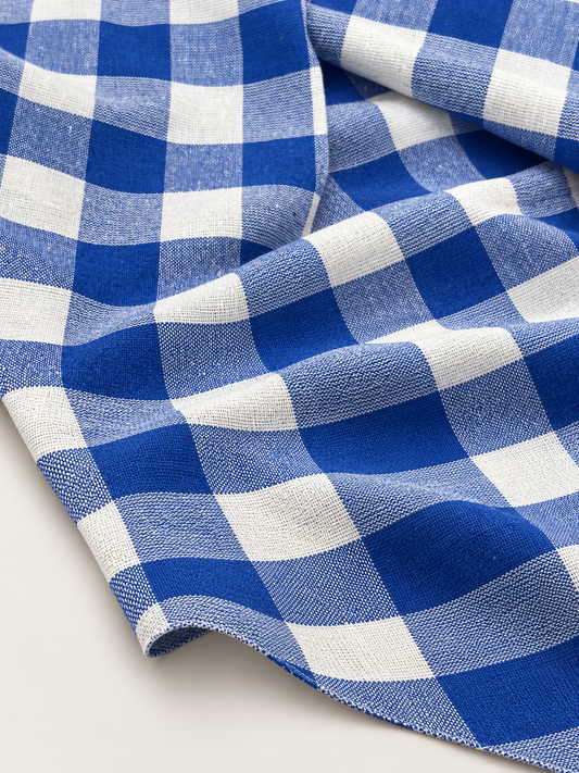 Authentic Blue Checked Khaddar Cotton Fabric