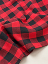 Red and Black Checked Khaddar Cotton Fabric