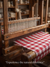 Red & White Buffalo Check Handwoven Khadi Cotton Fabric