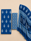 Indigo Batik Buti & Geometric Motif | 3-Piece Unstitched Suit Set