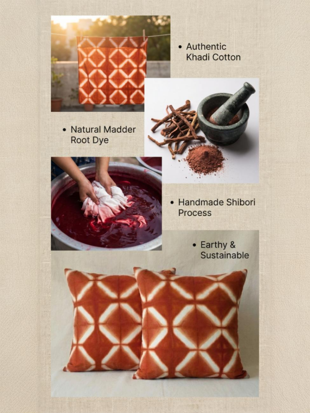 MOOL Tie-Dye Khadi Cushion Cover Manjistha