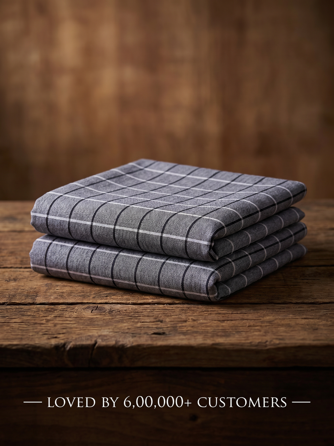 Grey & Black Window Check Khadi Fabric | 100% Cotton