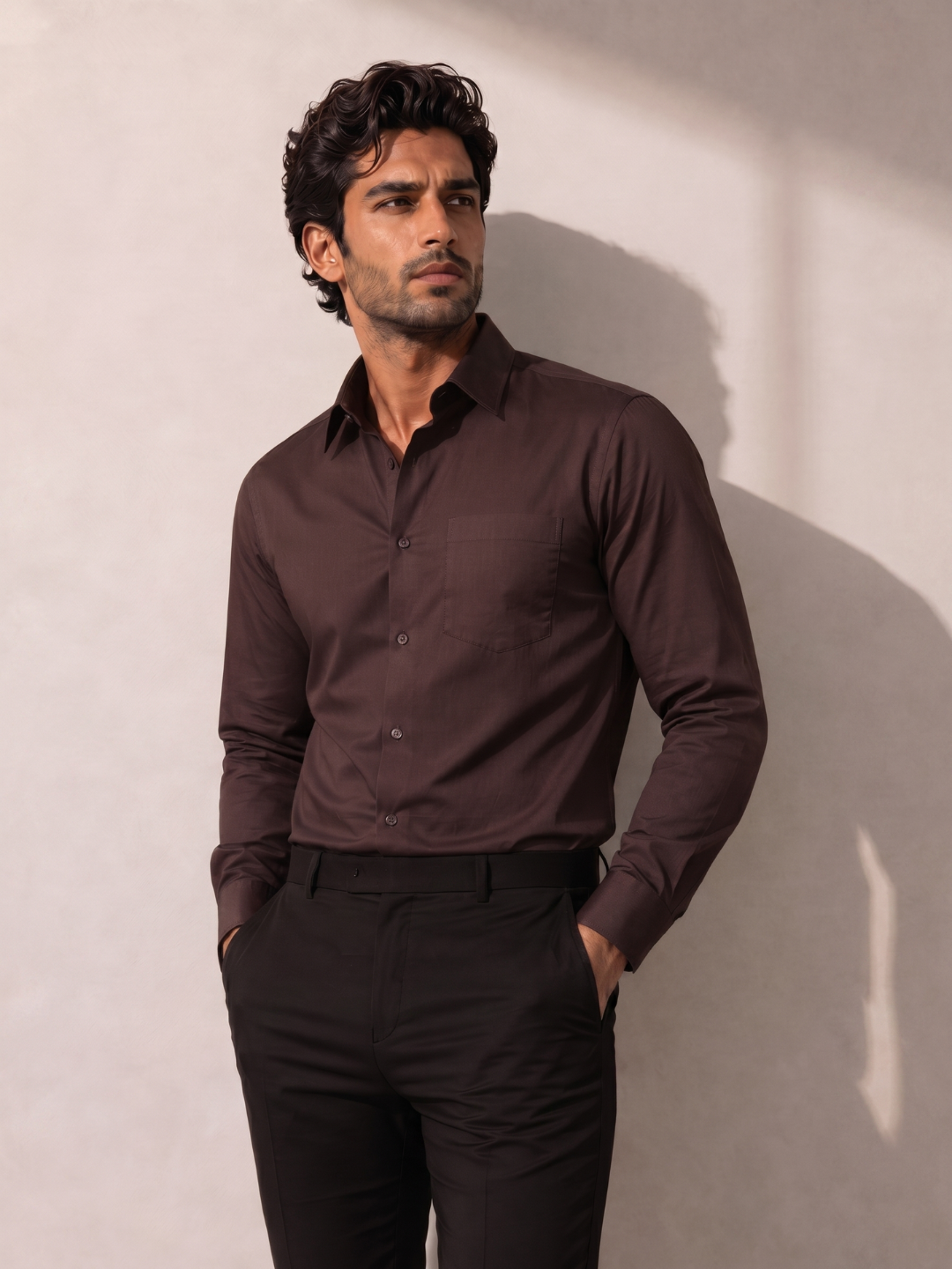 Khadi Brown Cotton Casual Shirt Full Sleeve
