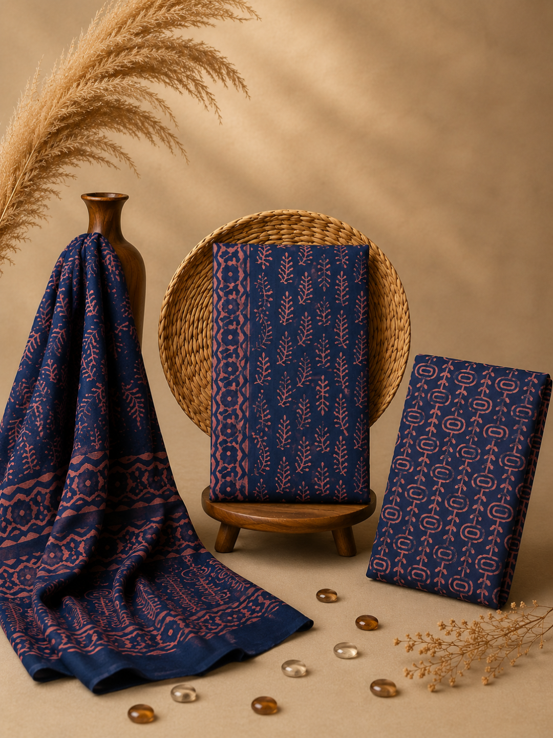 Indigo Batik Tribal Motif | 3-Piece Unstitched Suit Set