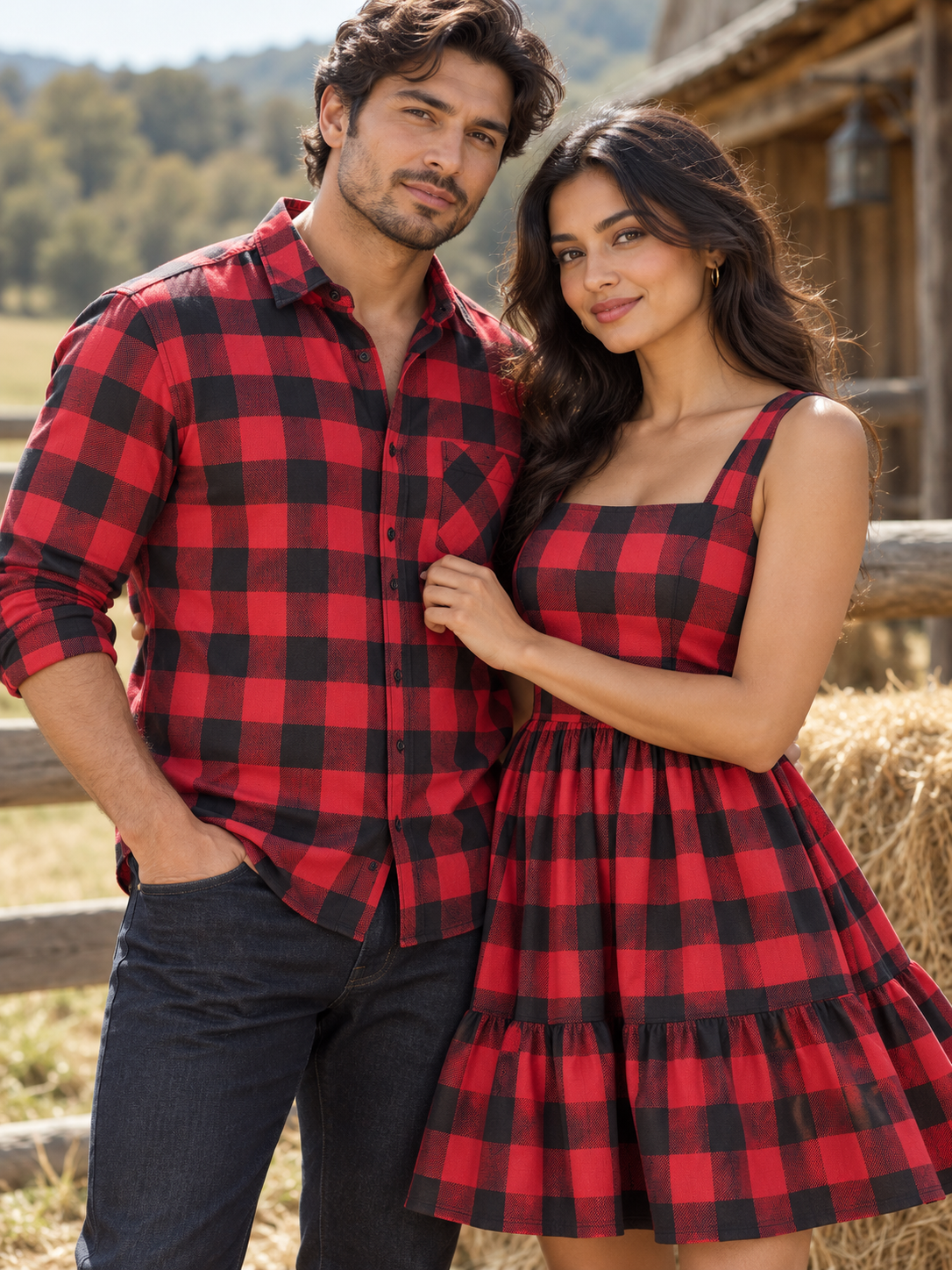 Red and Black Checked Khaddar Cotton Fabric