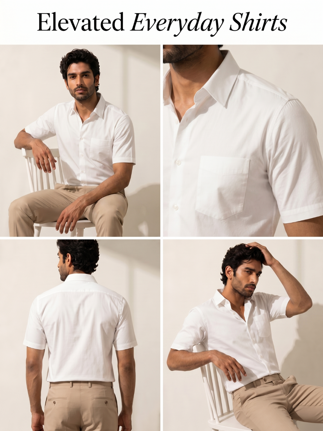 Premium Khadi White Smart Casual Shirt Half Sleeve