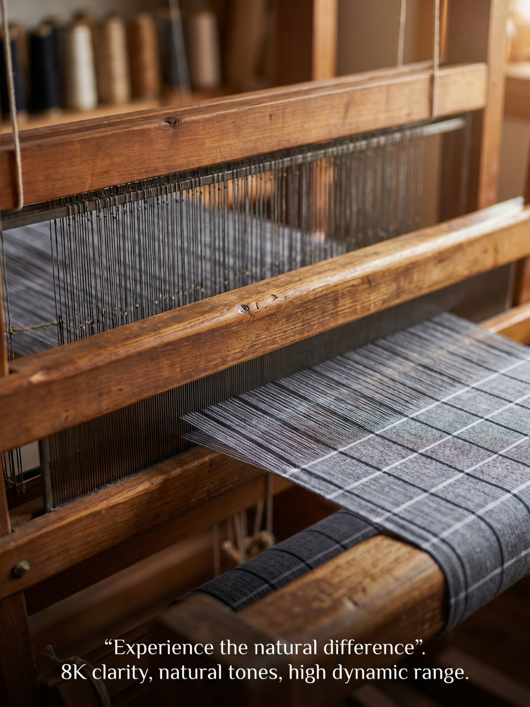 Grey & Black Window Check Khadi Fabric | 100% Cotton