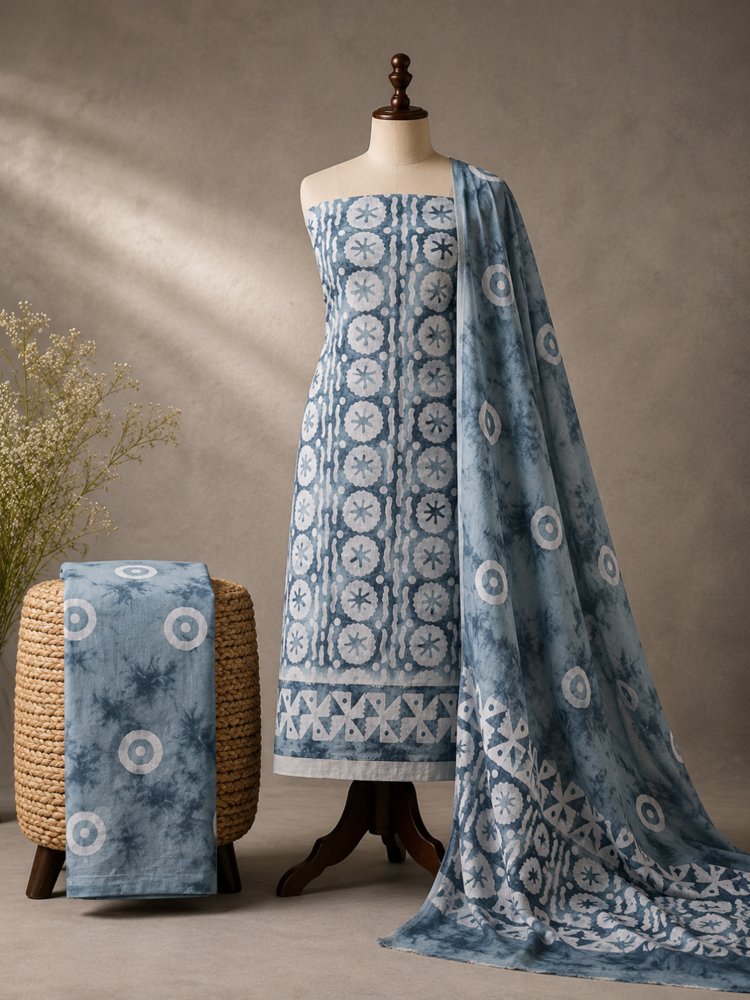 Moonlight Medallion Batik  | 3-Piece Unstitched Suit Set
