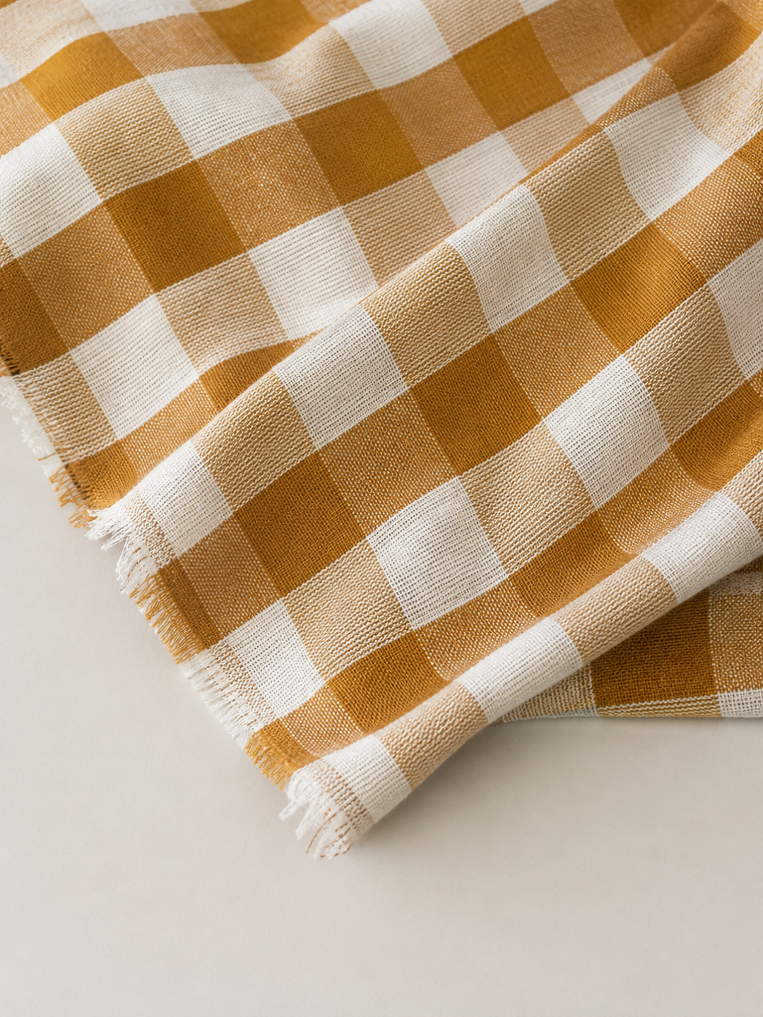 Authentic Mustard Checked Khaddar Cotton Fabric