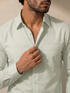 Olive Khadi Cotton Smart Casual Shirt Full Sleeve