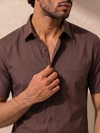 Khadi Brown Half Sleeve Casual Cotton Shirt