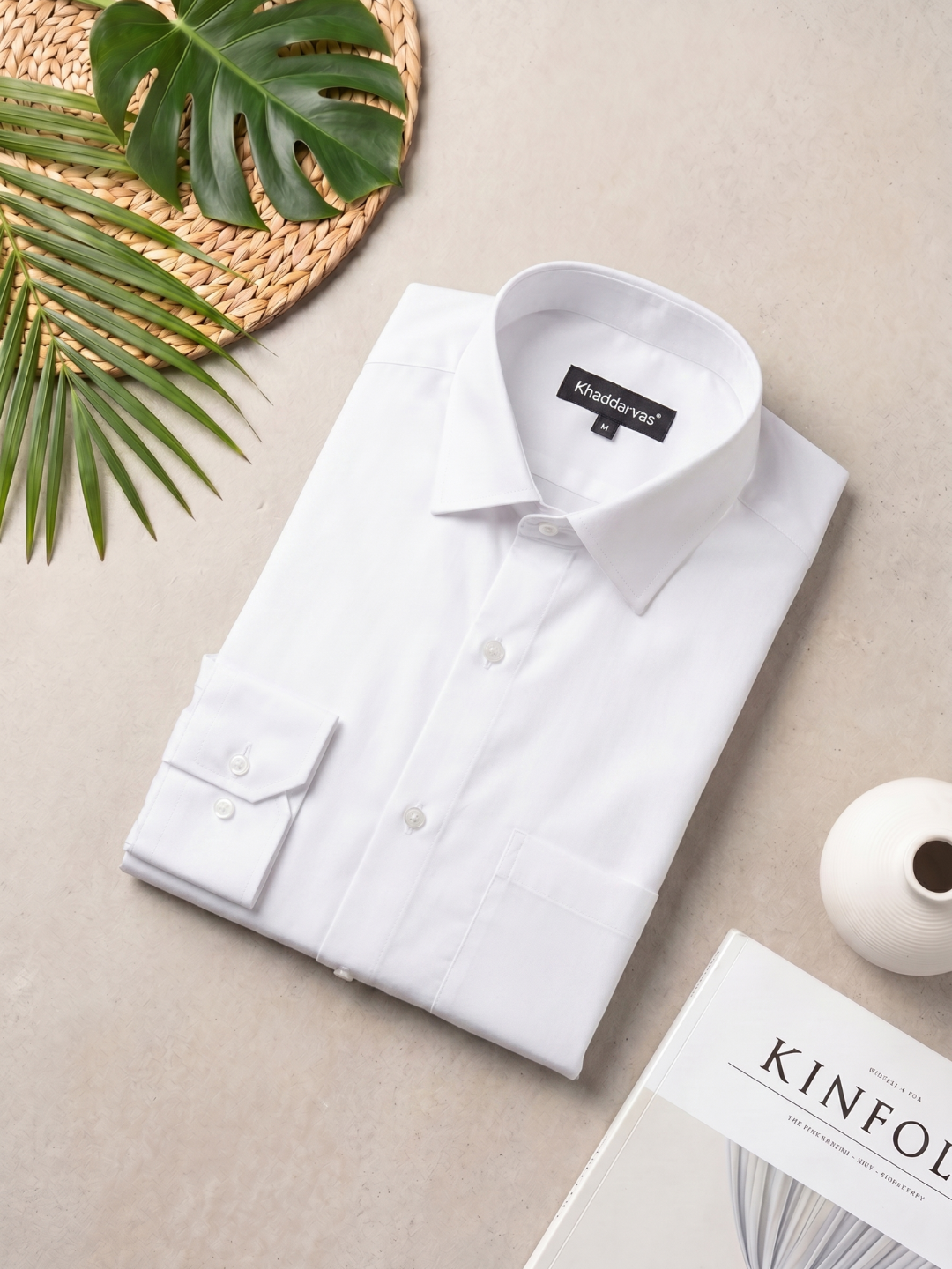White Khadi Cotton Smart Casual Shirt Full Sleeve