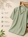 Khadi Fern Green Cuban Collar Half Sleeve Shirt