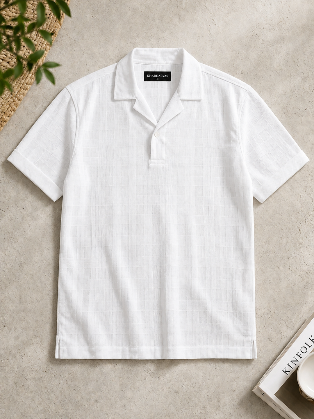 Khaddarvas Premium Woven Cuban Collar Polo Shirt